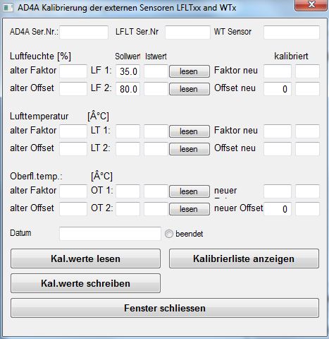 Formular zur Sensorkalibrierung